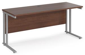 Mears 1600mm Cantilever Wooden Computer Desk In Walnut Silver