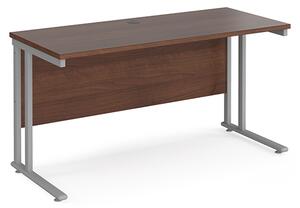 Mears 1400mm Cantilever Wooden Computer Desk In Walnut Silver