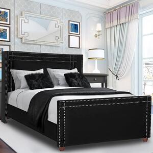 Camdenton Plush Velvet Single Bed In Black