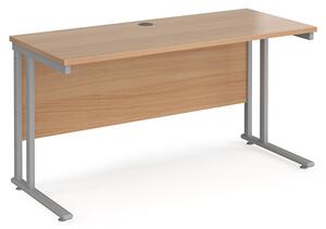 Mears 1400mm Cantilever Wooden Computer Desk In Beech Silver