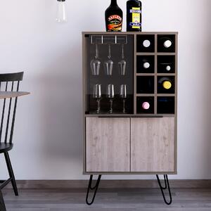 Newcastle Wooden Wine Cabinet With 2 Doors In Brown And Oak