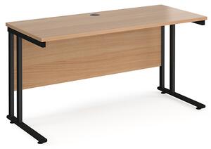 Mears 1400mm Cantilever Wooden Computer Desk In Beech Black