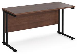 Mears 1400mm Cantilever Wooden Computer Desk In Walnut Black