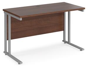 Mears 1200mm Cantilever Wooden Computer Desk In Walnut Silver