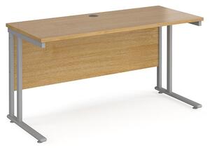 Mears 1400mm Cantilever Wooden Computer Desk In Oak Silver