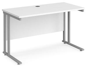 Mears 1200mm Cantilever Wooden Computer Desk In White Silver