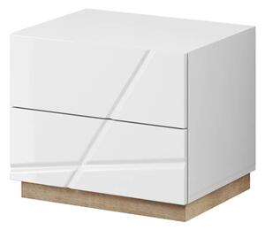 Fargo High Gloss Bedside Cabinet With 2 Drawers In White