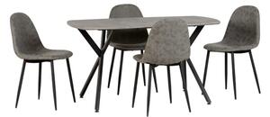 Alsip Rectangular Dining Table In Concrete Effect With 4 Chair