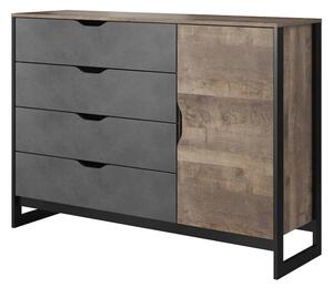 Adkins Wooden Sideboard With 1 Door 4 Drawers In Grande Oak