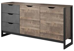 Adkins Wooden Sideboard With 2 Doors 3 Drawers In Grande Oak