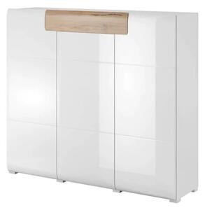 Torino High Gloss Sideboard 3 Doors In White And San Remo Oak