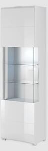 Torino High Gloss Display Cabinet 1 Door In White With LED