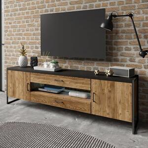 Tinley TV Stand Wide 2 Doors 2 Drawers In Canyon Oak With LED