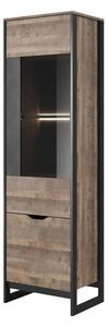 Adkins Wooden Display Cabinet Tall 2 Doors In Grande Oak And LED