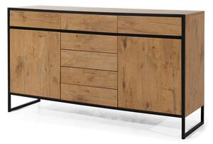 Logan Wooden Sideboard With 2 Doors 7 Drawers In Lancelot Oak