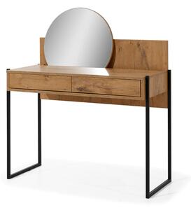 Logan Wooden Dressing Table With Mirror In Lancelot Oak