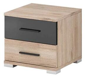 Basalt Wooden Bedside Cabinet With 2 Drawers In San Remo Oak