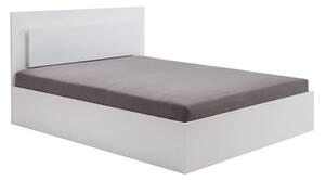 Senoia High Gloss Ottoman King Size Bed In White With LED