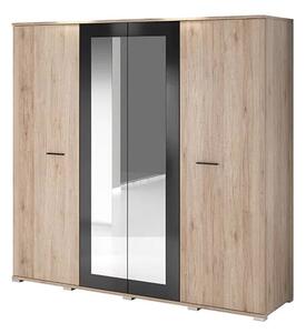 Basalt Mirrored Wardrobe With 4 Doors In San Remo Oak