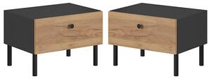 Davis Set Of 2 Wooden Bedside Cabinet In Golden Oak