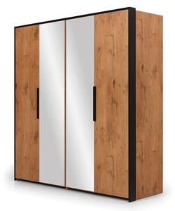 Logan Mirrored Wardrobe With 2 Folding Doors In Lancelot Oak