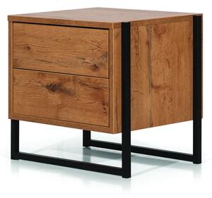 Logan Wooden Bedside Cabinet With 2 Drawers In Lancelot Oak