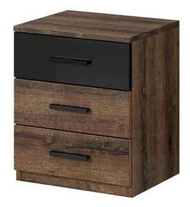 Glens Wooden Bedside Cabinet With 3 Drawers In Monastery Oak