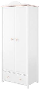 Lenoir Kids Wooden Wardrobe With 2 Doors 1 Drawer In Matt White