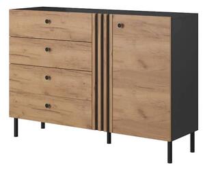 Davis Wooden Sideboard With 1 Door 4 Drawers In Golden Oak