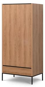 Lowell Wooden Wardrobe With 2 Doors 5 Shelves In Caramel Oak