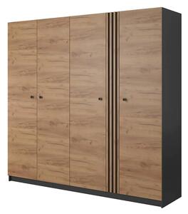 Davis Wooden Wardrobe With 4 Hinged Doors In Golden Oak And LED