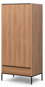 Lowell Wooden Wardrobe With 2 Hinged Doors In Caramel Oak