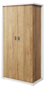 Minot Kids Wooden Wardrobe With 2 Doors In Natural Hickory Oak