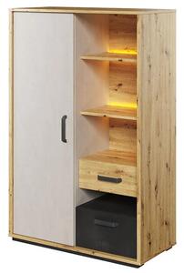 Quincy Kids Wooden Storage Cabinet In Artisan Oak And LED