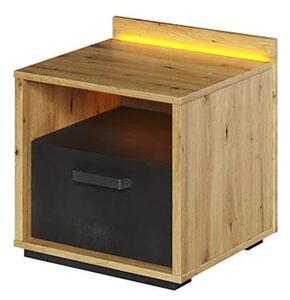 Quincy Kids Wooden Bedside Cabinet In Artisan Oak And LED