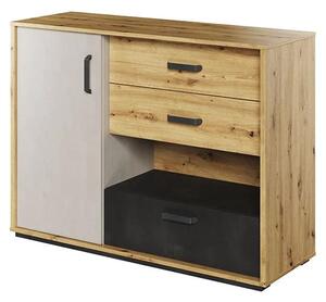 Quincy Kids Sideboard 1 Door 3 Drawers In Artisan Oak And LED