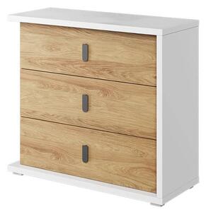 Minot Kids Wooden Chest Of 3 Drawers In Natural Hickory Oak