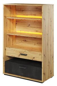 Quincy Kids Wooden Bookcase 2 Shelves In Artisan Oak And LED