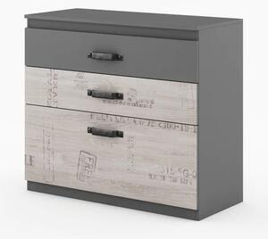 Sault Kids Wooden Chest Of 3 Drawers In Graphite