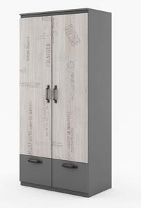 Sault Kids Wooden Wardrobe With 2 Doors 2 Drawers In Graphite