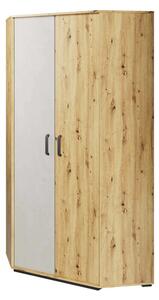 Quincy Kids Wooden Wardrobe Corner With 2 Doors In Artisan Oak