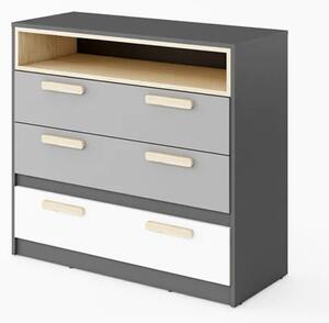 Pearl Kids Wooden Chest Of 3 Drawers In Graphite