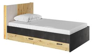 Quincy Kids Wooden Single Bed 2 Drawers In Artisan Oak And LED