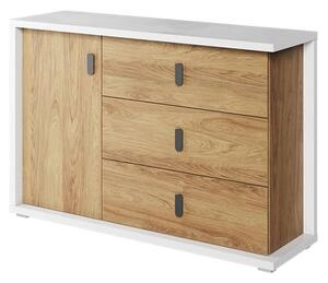 Minot Kids Sideboard 1 Door 3 Drawers In Natural Hickory Oak