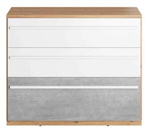 Peoria Kids Chest Of 3 Drawers In White And Concrete Effect