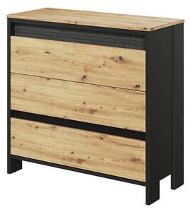 Swift Kids Wooden Chest Of 3 Drawers In Artisan Oak And LED