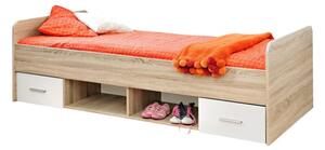 Dania Kids Single Bed Drawers In Matt White And Sonoma Oak