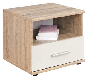 Dania Kids Bedside Cabinet In Matt White And Sonoma Oak