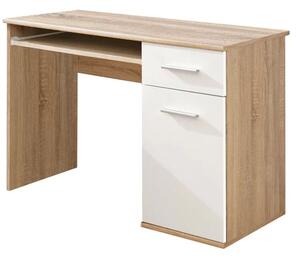 Dania Kids Computer Desk 1 Door In Matt White And Sonoma Oak