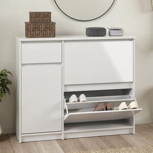 Nakou High Gloss Shoe Storage Cabinet 3 Doors 1 Drawer In White